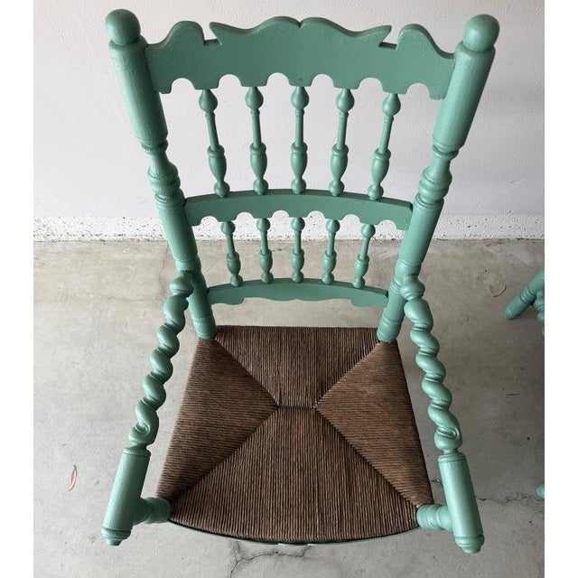 1930s Set of Four Charles Pollock Rush Seat Chairs For Sale - Image 9 of 10