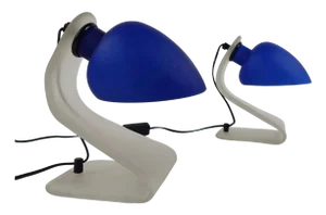 Postmodern Nightstand Table Lamps in Murano Glass attributed to De Majo, 1980s, Set of 2