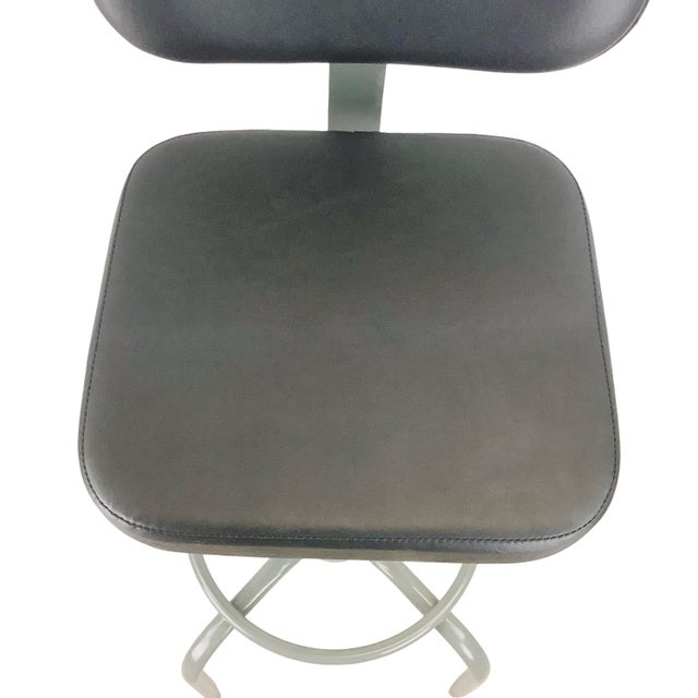 Vintage Industrial Adjustable Drafting Stool With Backrest and Footrest For Sale - Image 10 of 18