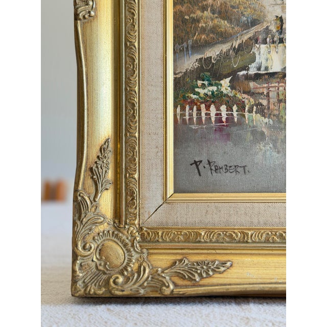 Original Signed Paris Street Scene Oil Painting, Impasto Cityscape, Mid Century French Style, Ornate Gilt Frame For Sale In Los Angeles - Image 6 of 12
