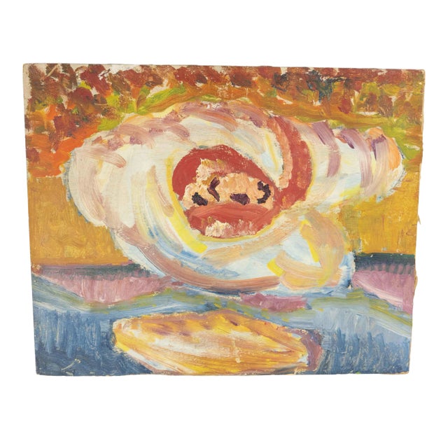 Mid-Century Modern Abstract Oil Painting on Artist Board For Sale