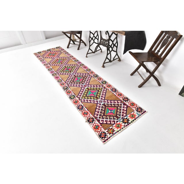 Vintage Handmade Runner Rug in Wool For Sale - Image 12 of 12