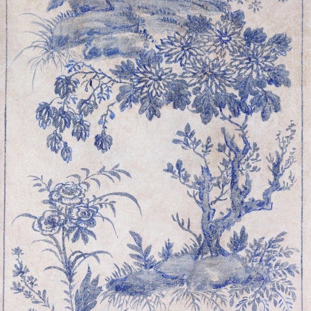 A Set of Vintage-Style Blue-and-White French Chinoiserie Four-Panel Hanging scrolls.Framed. For Sale - Image 9 of 16