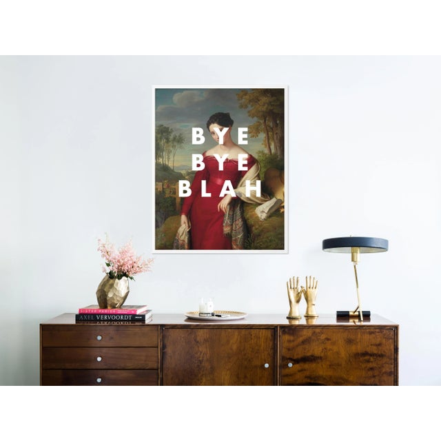 Contemporary Bye Bye Blah by Lara Fowler in White Framed Paper, Medium Art Print For Sale - Image 3 of 4