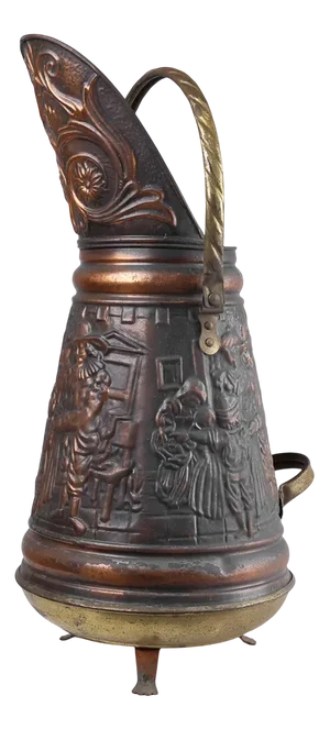 Copper Umbrella Stand with Hammered Relief, 1890s