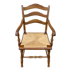 Thomasville Bay Colony Traditional Cherry Ladder Back Rush Armchair