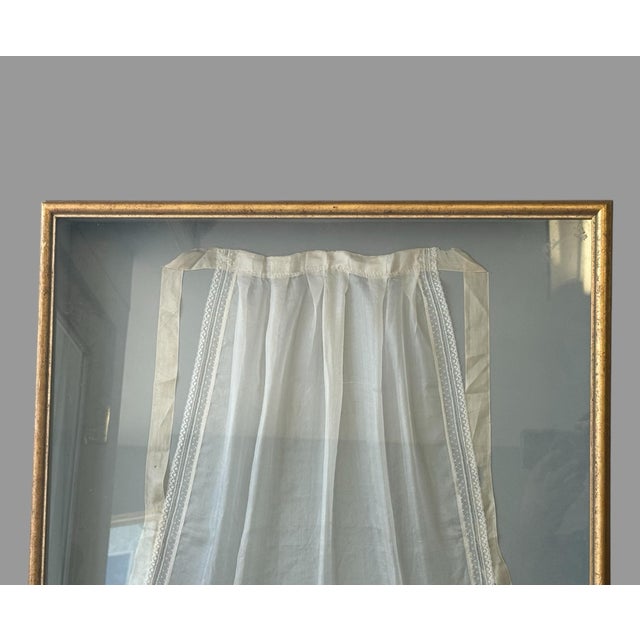 Vintage Hand Embroidered Lilac Apron Shadow Box Framed Cottage Wall Decor Vintage Hand-Embroidered Lilac Apron in Shadow...