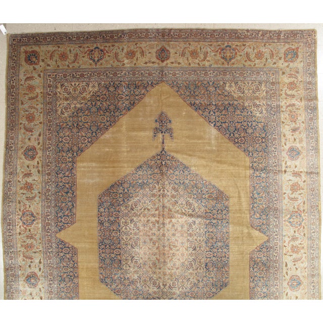 Antique Tabriz Carpet, Persian Rug, Earth Tones, Ivory, Soft Colors For Sale - Image 12 of 18