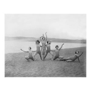 Contemporary Reproduction Print of 1920s Modern Dancers on Beach in Swimsuits With Martha Graham and Louis Brooks