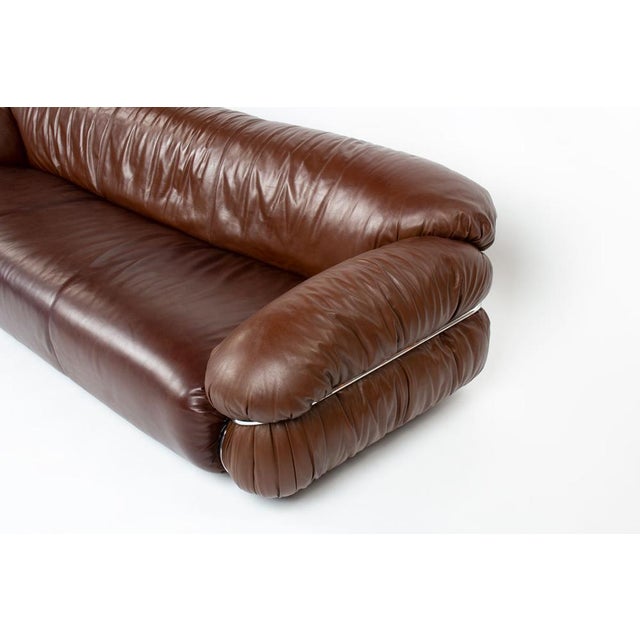 Sesann 3-Seater Sofa in Brown Leather by Gianfranco Frattini for Cassina, 1970s For Sale - Image 9 of 10