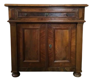 Late 19th Century Inlaid Walnut Buffet with Drawer or Low Cabinet, Italy, 1890