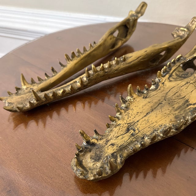 Vintage Crocodiles Brass Bust Sculpture For Sale - Image 9 of 11