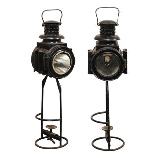 English Antique Pair of Railroad Lanterns For Sale