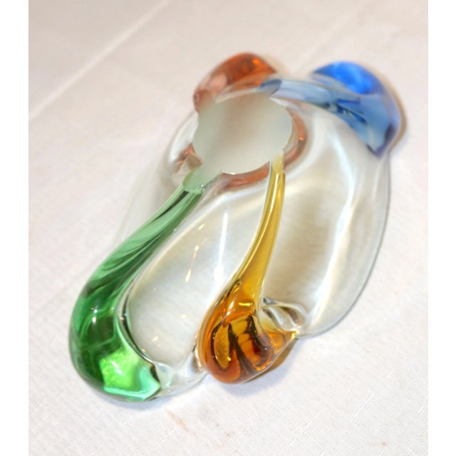 Large Vintage Hand Blown Murano Art Glass Cigarette Cigar Ashtray Italy Rainbow For Sale - Image 11 of 12