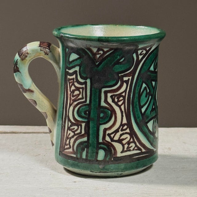 Green Set of 5 Vintage Mid-Century Polychrome Ceramic Coffee Cups by Domingo Punter For Sale - Image 8 of 12