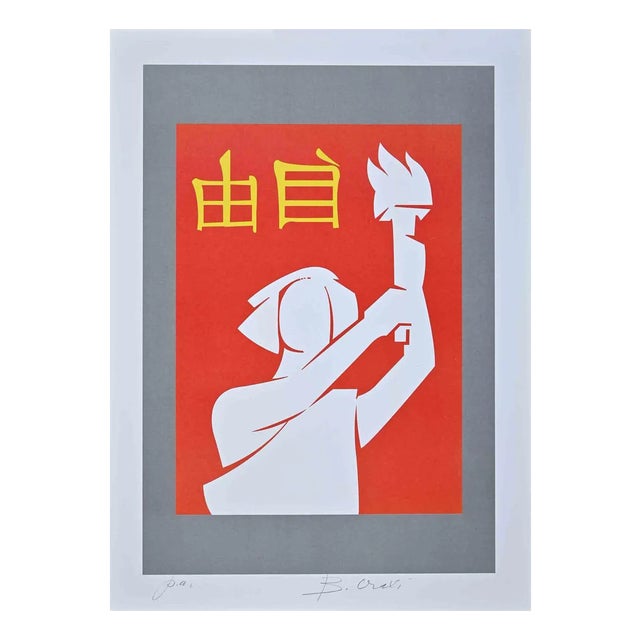Bettino Craxi, Liberty, Original Lithograph, 1989 For Sale