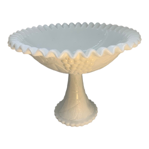 Mid Century Fenton Lg Milk Glass Compote Dish