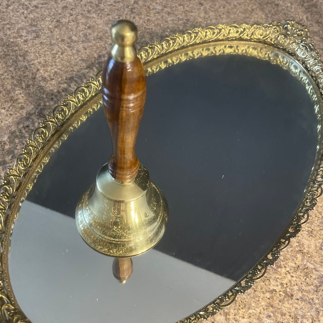 Wood Brass Bell With Wooden Handle For Sale - Image 7 of 9