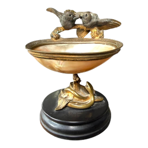 19th C French Gilt Bronze and Nacre Bird Bowl
