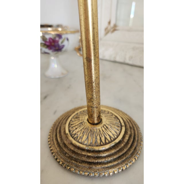 1960s Hollywood Regency Brass Double-Arm Guest Towel Stand For Sale - Image 16 of 18