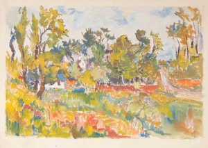Pierre Lambert Lamy, French Landscape, Watercolor, Mid-20th Century