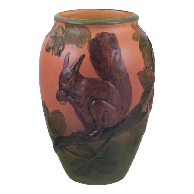 Vase with Squirrel Glazing in Orange and Green Tones from Ipsens Denmark, 1920s For Sale