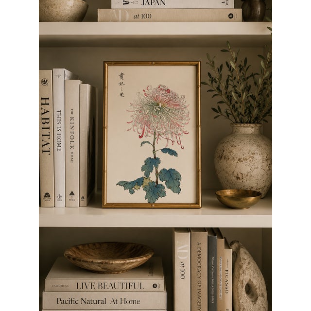 Paper Asian Mum by Hasegawa, Vintage Japanese Botanical Art Print, 12" X 18" For Sale - Image 7 of 8