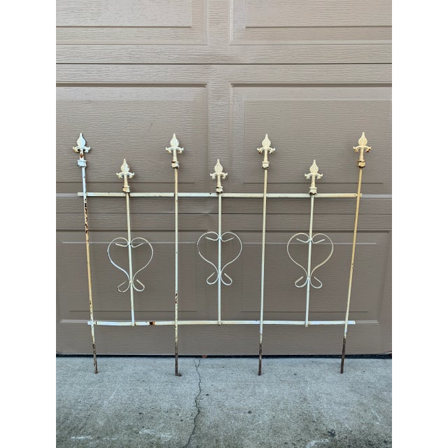 Vintage Fleur De Lis Wrought Iron Garden Trellis For Sale - Image 9 of 9