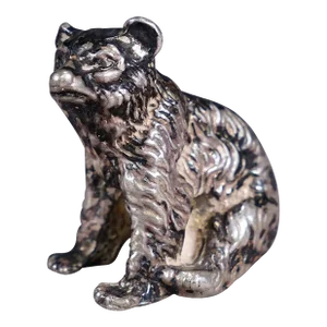 Tiny Sterling Cast of a Sitting Bear