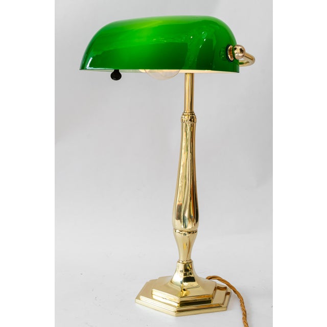 1920s Banker Table Lamp with Glass Shade, Vienna, 1920s For Sale - Image 5 of 18