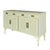 A Palm Beach chic sideboard by Ficks-Reed in a soft, creamy yellow. A laminate top with bamboo banding rests atop two...