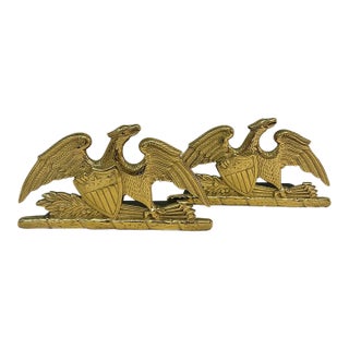 Vintage Virginia Metalcrafters Federal Eagle Solid Brass Bookends – A Pair For Sale