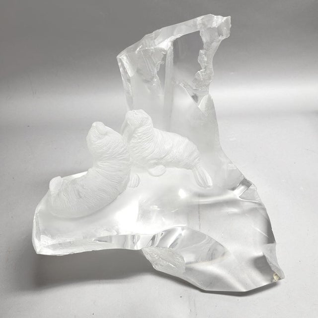 Lucite Sculpture Walrus on Ice Artist Signed For Sale - Image 4 of 10