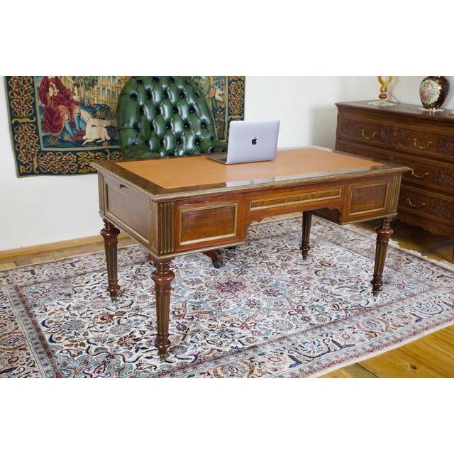 English Extendable Desk with Leather Top For Sale - Image 6 of 10