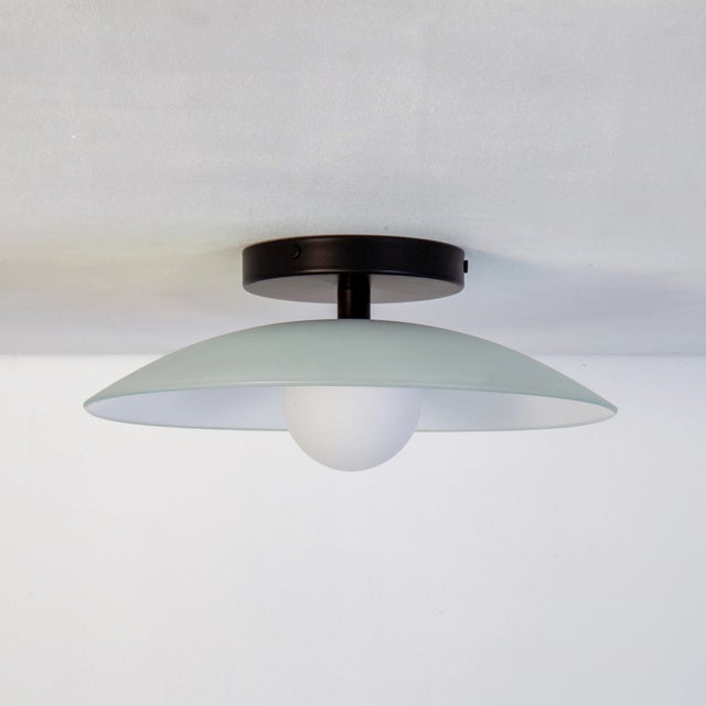 White Dish Flush Mount, 3in Glass Globe, Modern Led Ceiling Light, by Research.Lighting For Sale - Image 8 of 8