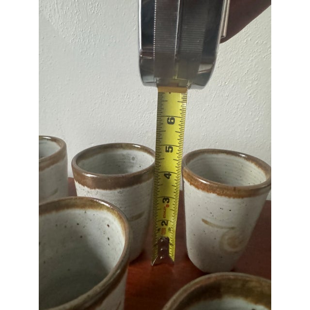 Wheel Thrown Omega Horseshoe Signed Potter Cups - Set of 8 For Sale - Image 4 of 5