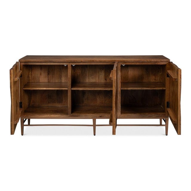 Modern Geometric Parquetry Sideboard in Honey Brown For Sale - Image 3 of 12