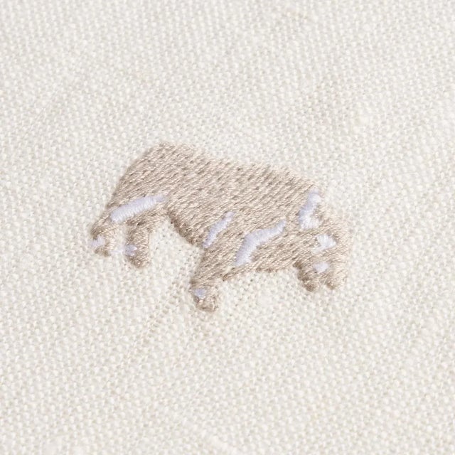 Children's Schumacher x Marie-Chantal Buffalo Embroidered Linen Fabric in Ivory For Sale - Image 3 of 4