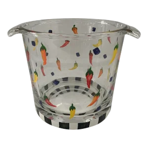 French Vintage Hand-Painted Hot Chili Peppers Petite French Ice Bucket