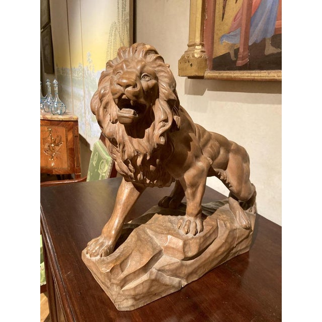Italian Artist, Large Lion, 19th Century, Wood For Sale - Image 12 of 17