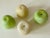 Handcarved from real stone 4 pcs of apple fruits life size. Great home decor. Collectible paperweights