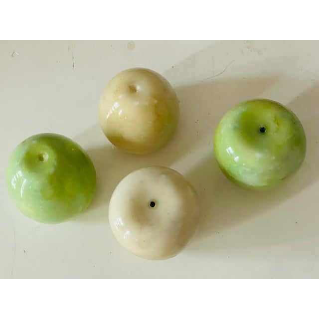 Handcarved from real stone 4 pcs of apple fruits life size. Great home decor. Collectible paperweights