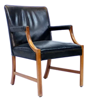 Danish Leather and Mahogany Lounge Chair by Ole Wanscher for A. J. Iversen, 1940s