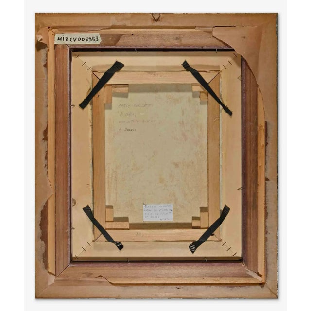 Flowers is an original modern artwork realized by Carlo Corsetti in the 1970s. Mixed colored oil painting on canvas....