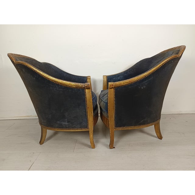 Blue Art Deco Living Room Set, 1920s, Set of 3 For Sale - Image 8 of 18