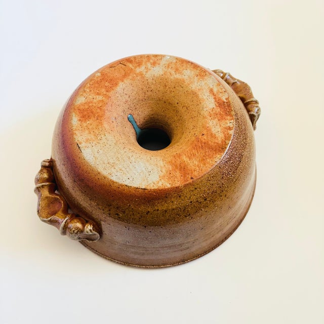 Studio Pottery Serving Bowl With Turquoise Interior For Sale - Image 9 of 10