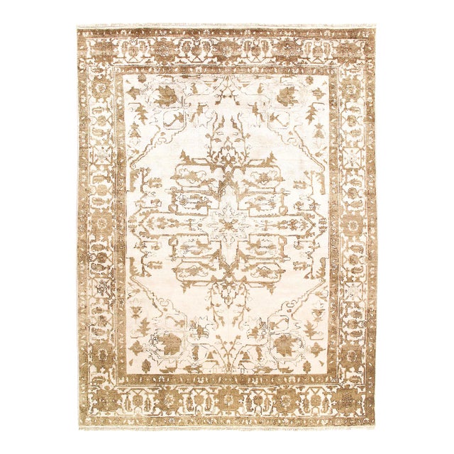 Ivory Fine Hand Knotted Serapi Design 8'7'' X 11'11'' For Sale