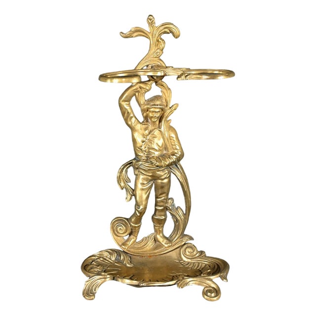 Vintage Brass Umbrella Stand, 1940s For Sale