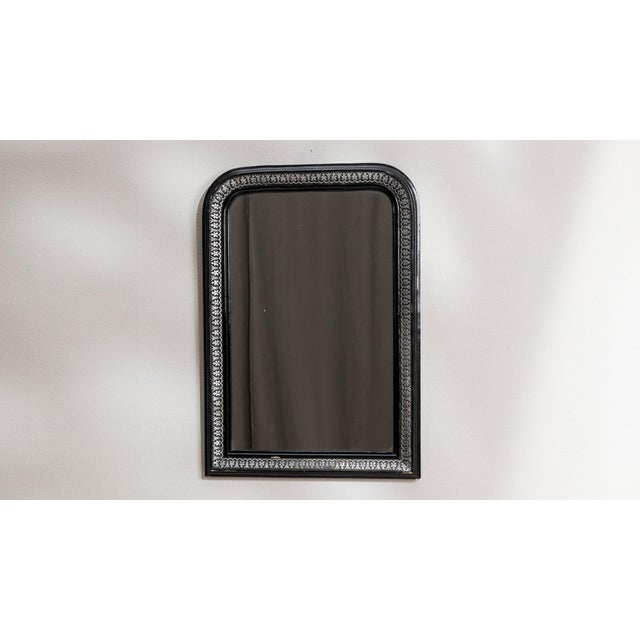 19th Century France Napoleon III Black Wood Mirror For Sale - Image 9 of 10
