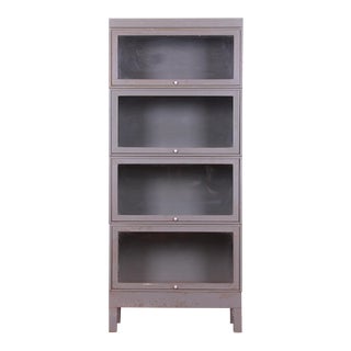 Vintage Mid-Century Modern Industrial Metal Four-Stack Barrister Bookcase, Circa 1960s For Sale